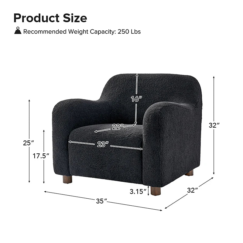 Heinrich 35" Wide Boucle Upholstered Armchair  with Solid Wood Legs