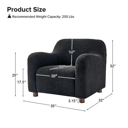 Heinrich 35" Wide Boucle Upholstered Armchair  with Solid Wood Legs