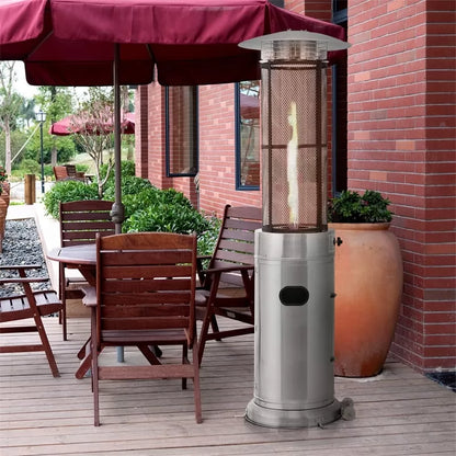 41000 BTU Stainless Steel Standing Round Glass Tube Propane Patio Heaters