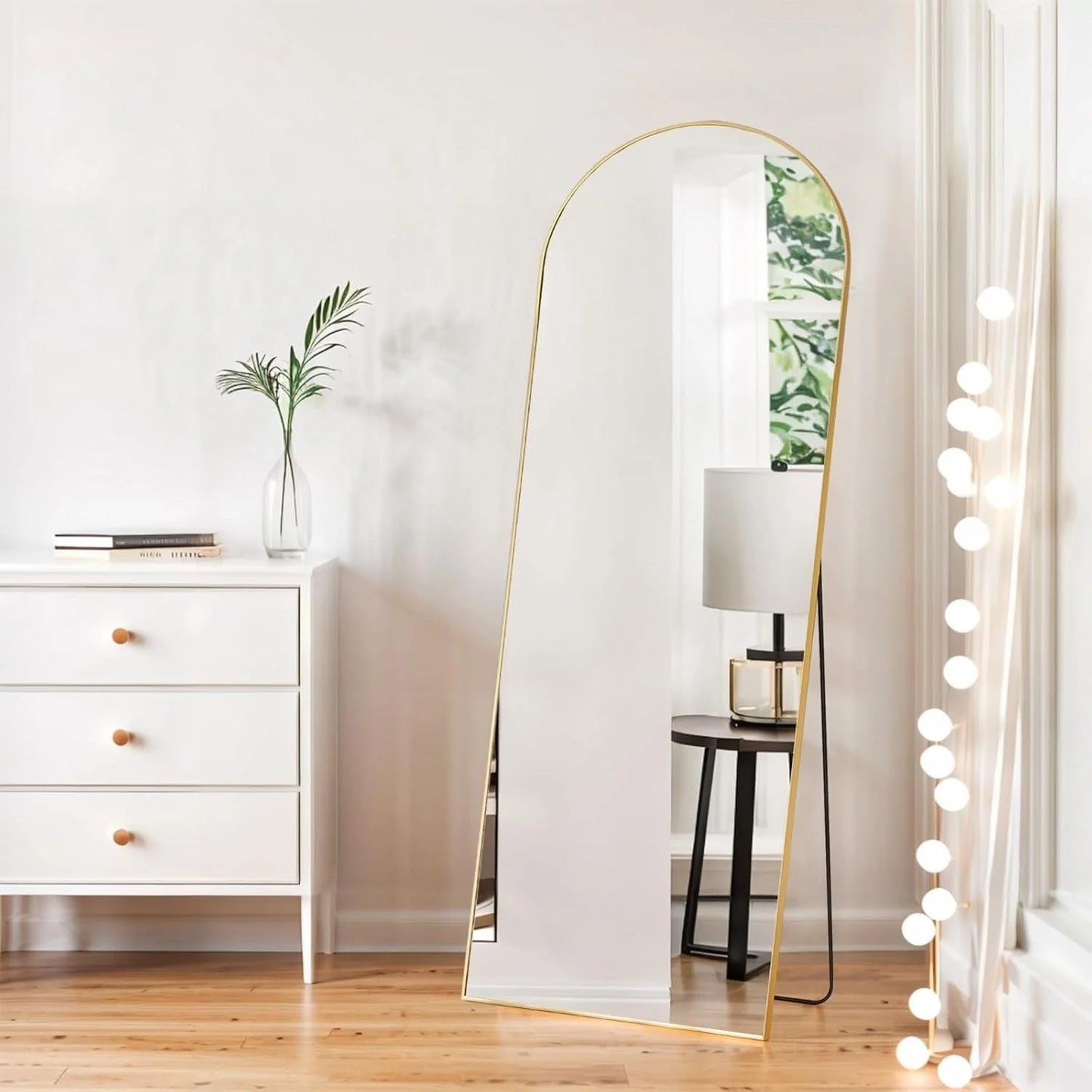 Full Length Mirror with Stand, Floor Mirror with Aluminum Alloy Frame for Bedroom, Standing Full Body Mirror for Wall, Cloakroom