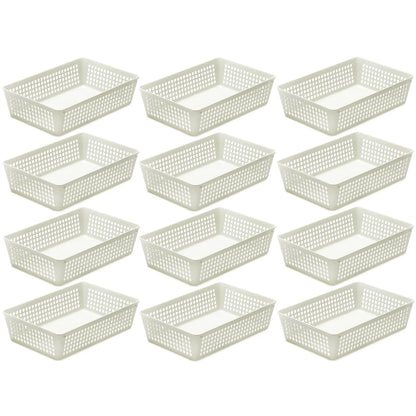 12-Pack Plastic Storage Baskets for Office Drawer, Classroom Desk