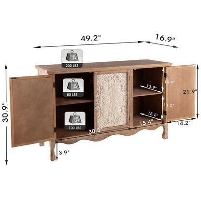 Adika Solid Wood Vintage Vibe Accent Cabinet