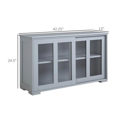 HOMCOM Modern Kitchen Sideboard, Stackable Storage Cabinet, Sliding Glass Door Console, Cupboard Serving Buffet for Kitchen