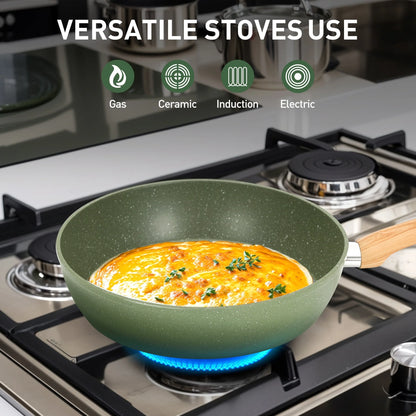30-Piece Kitchen Granite Cookware and Bakeware Set, Cooking Pans Set Non-Stick Pots and Pans Set
