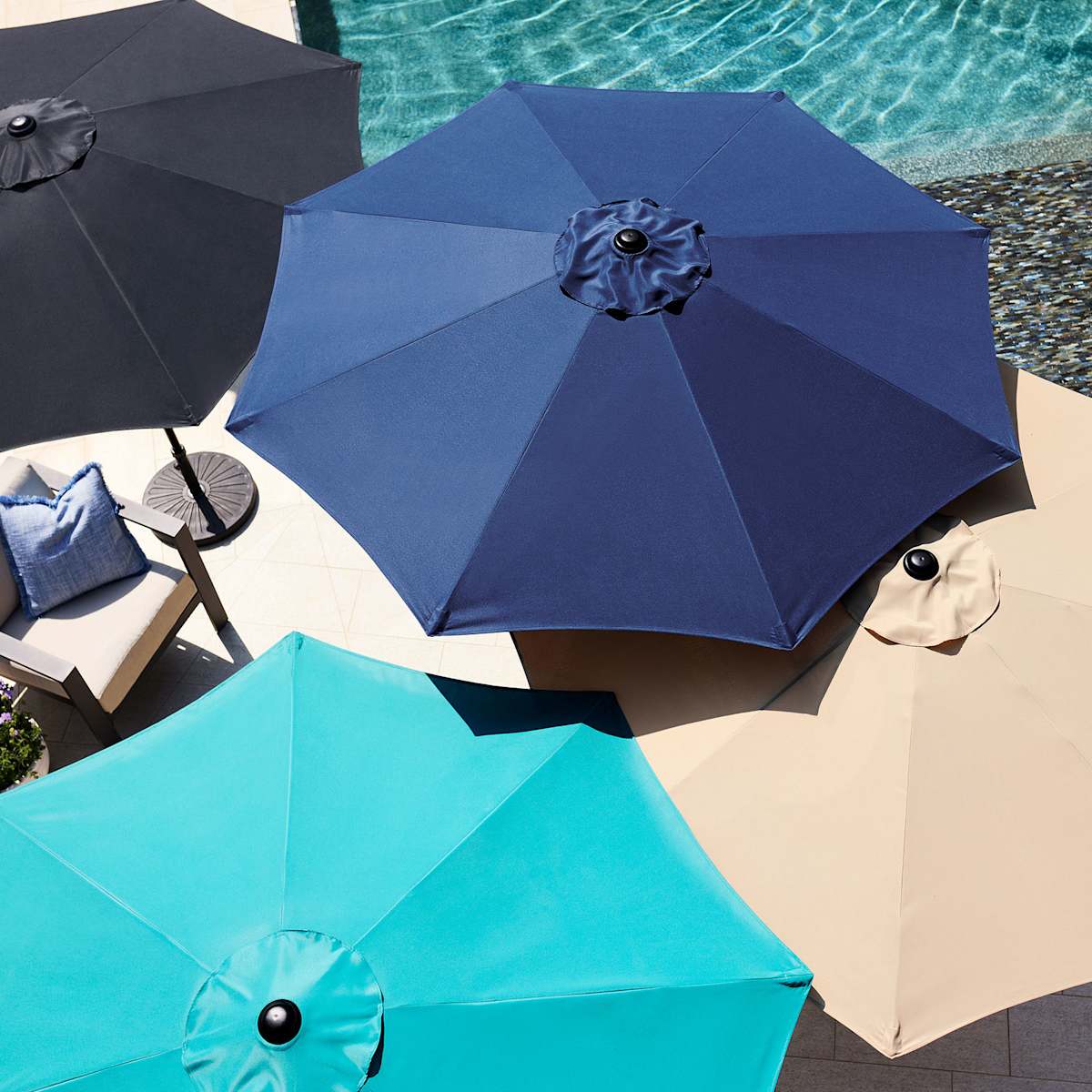 Navy Blue Crank & Tilt Round Patio Umbrella, 9'