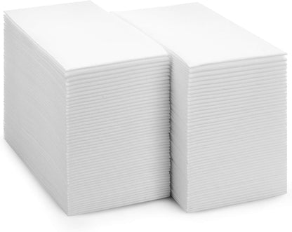 200 BloominGoods Disposable Bathroom Napkins | Single-Use Linen-Feel Guest Towels | Cloth-Like Hand Tissue Paper, White, 12" x 17", Made In USA