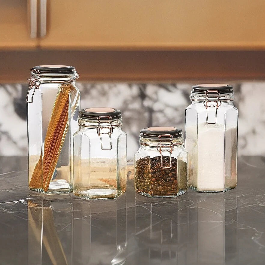 Amici Home Adler Hermetic Canister Jar Hexagon Set of 2
