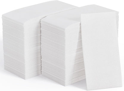 JOLLY CHEF 200 Pack Disposable Paper Napkins, Soft Bathroom Napkins for Guests, 2-Ply White Paper Hand Towels for Halloween, Wedding, Thanksgiving