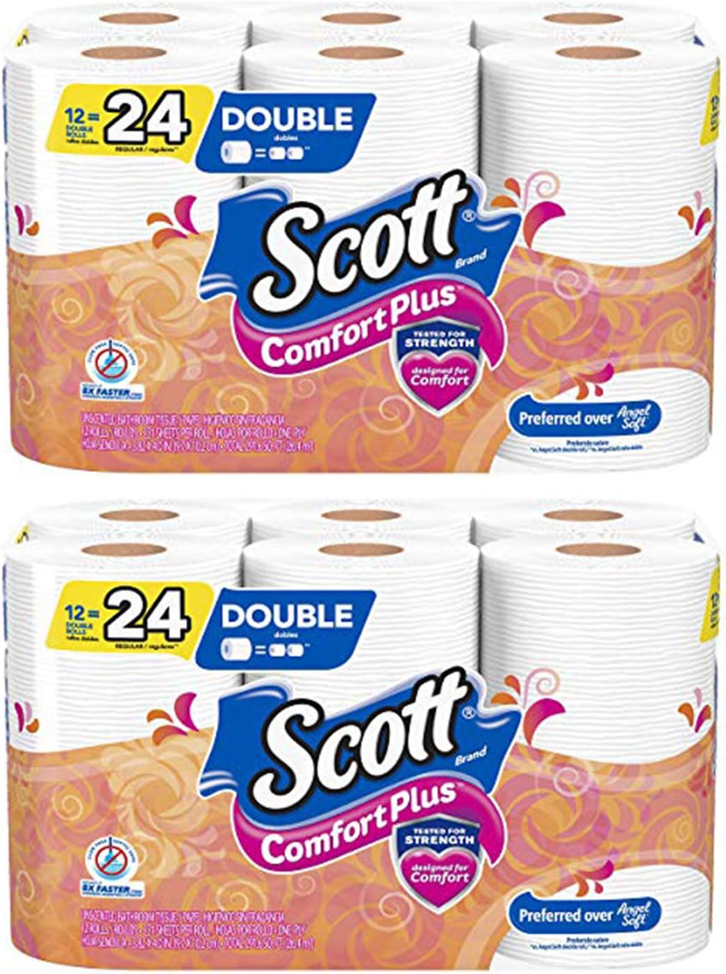 Scott ComfortPlus Toilet Paper, 12 Triple Rolls, 231 Sheets per Roll, Septic-Safe, 1-Ply Toilet Tissue