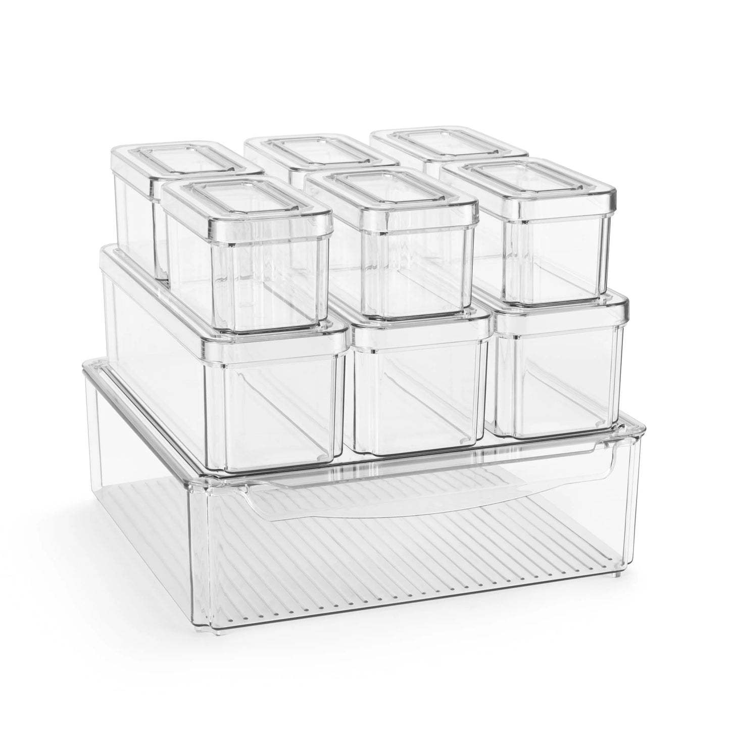 Sorbus Stackable Refrigerator Storage Bins with Lids and Handle Kitchen Pantry Storage Organizer - 10 Pack