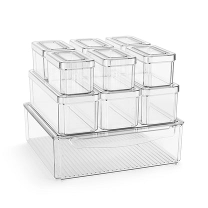 Sorbus Stackable Refrigerator Storage Bins with Lids and Handle Kitchen Pantry Storage Organizer - 10 Pack