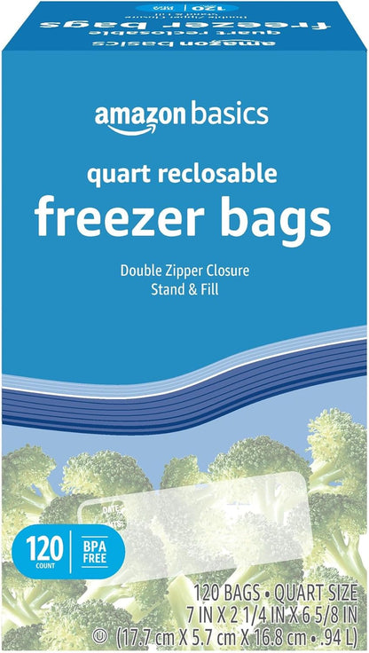 Amazon Basics Reclosable Freezer Gallon Bags, BPA Free, 90 Count (Previously Solimo)