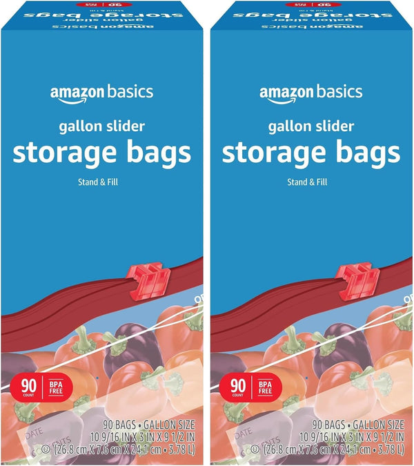 Amazon Basics Slider Quart Food Storage Bags, BPA Free, 120 Count (Previously Solimo)