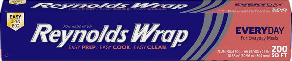 Reynolds Wrap Aluminum Foil Pack, Aluminum Foil Roll Double Pack, Easily Moldable Around Food for a Tight Seal, Great for Covering Dishes and Storing Leftovers, 2 Pack, 175 Sq. Ft. Rolls