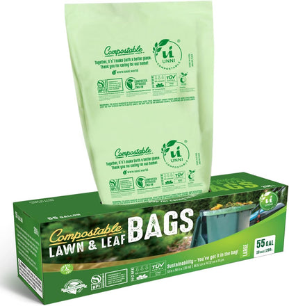 UNNI Compostable Trash Bags, 3 Gallon / 11.35 Liter, 100 Count, Extra Thick 0.71 Mil Small Kitchen Food Scrap Bin Liners, Certified by BPI, CMA & OK compost HOME, Meets the ASTM D6400 Standard