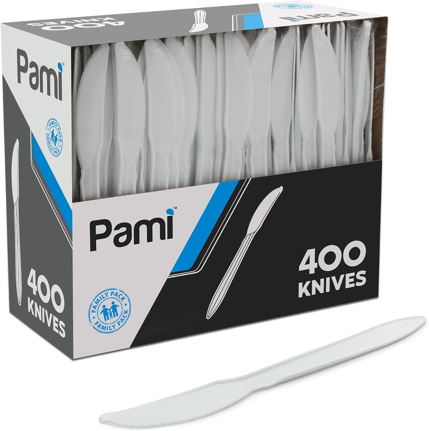 PAMI Medium-Weight Disposable Plastic Forks [400-Pack] - Bulk White Plastic Silverware For Parties, Weddings, Catering Food Stands, Takeaway Orders & More- Sturdy Single-Use Partyware Forks