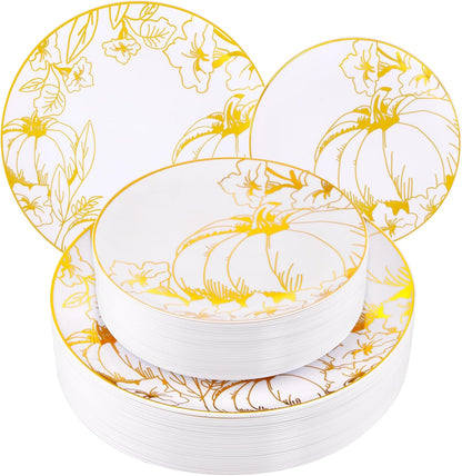 FLOWERCAT 60PCS White Plastic Plates - Heavy Duty White Disposable Plates for Easter Party/Wedding -serve for 30 guests Include 30PCS 10.25" & 30PCS 7.5" Plates for Party