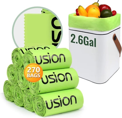 GreFusion Compostable Bags for Kitchen Compost Bin, 1.2 Gallon, 125 Count, Certified by BPI and ASTM, Leakproof and Odor Control