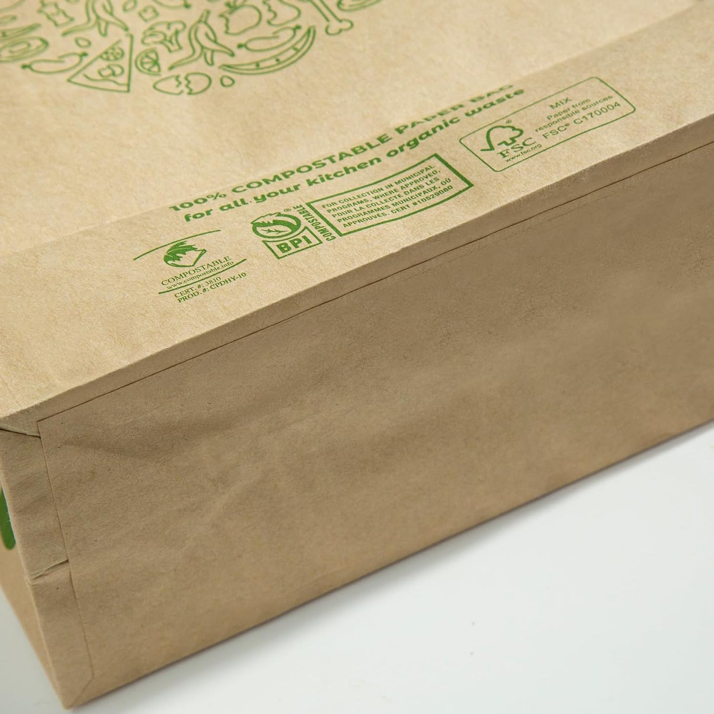 Hytrend-Kitchen Food Waste Bag-35 Bags-%100 Compostable paper Bag - Leak Resistant Liner - Small-Certified by BNQ and BPI,CMA-I,CMA-W