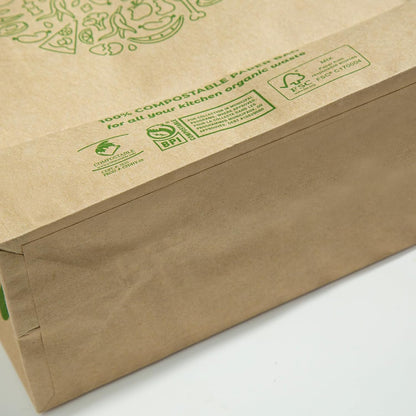 Hytrend-Kitchen Food Waste Bag-35 Bags-%100 Compostable paper Bag - Leak Resistant Liner - Small-Certified by BNQ and BPI,CMA-I,CMA-W