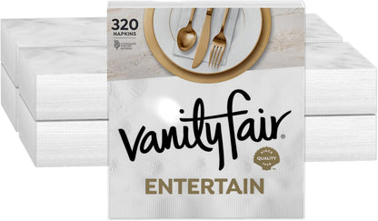 Vanity Fair Entertain Paper Napkins, 40 Count, Disposable Napkins Made For Entertaining And Events