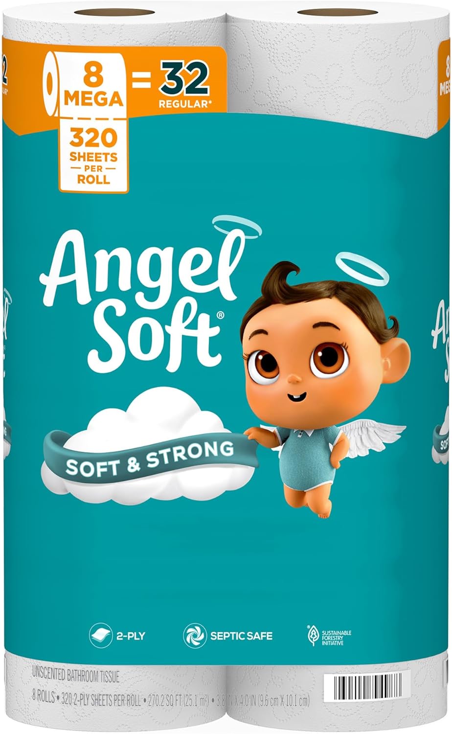 Angel Soft Toilet Paper, 18 Mega Rolls = 72 Regular Rolls, Soft and Strong Toilet Tissue