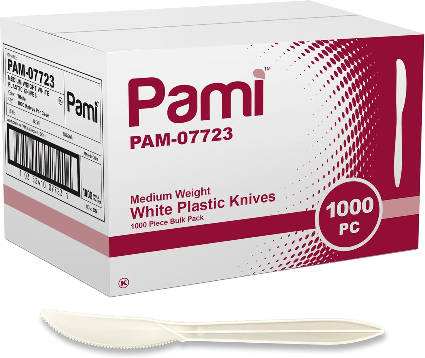 PAMI Bulk Plastic Spoons 1000 Count Disposable Medium Weight Sturdy Cutlery for Parties and Catering (Teaspoons Teaspoons White)