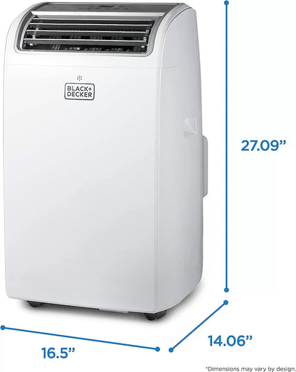BLACK+DECKER 8,000 BTU Portable Air Conditioner up to 350 Sq. with Remote Control, White