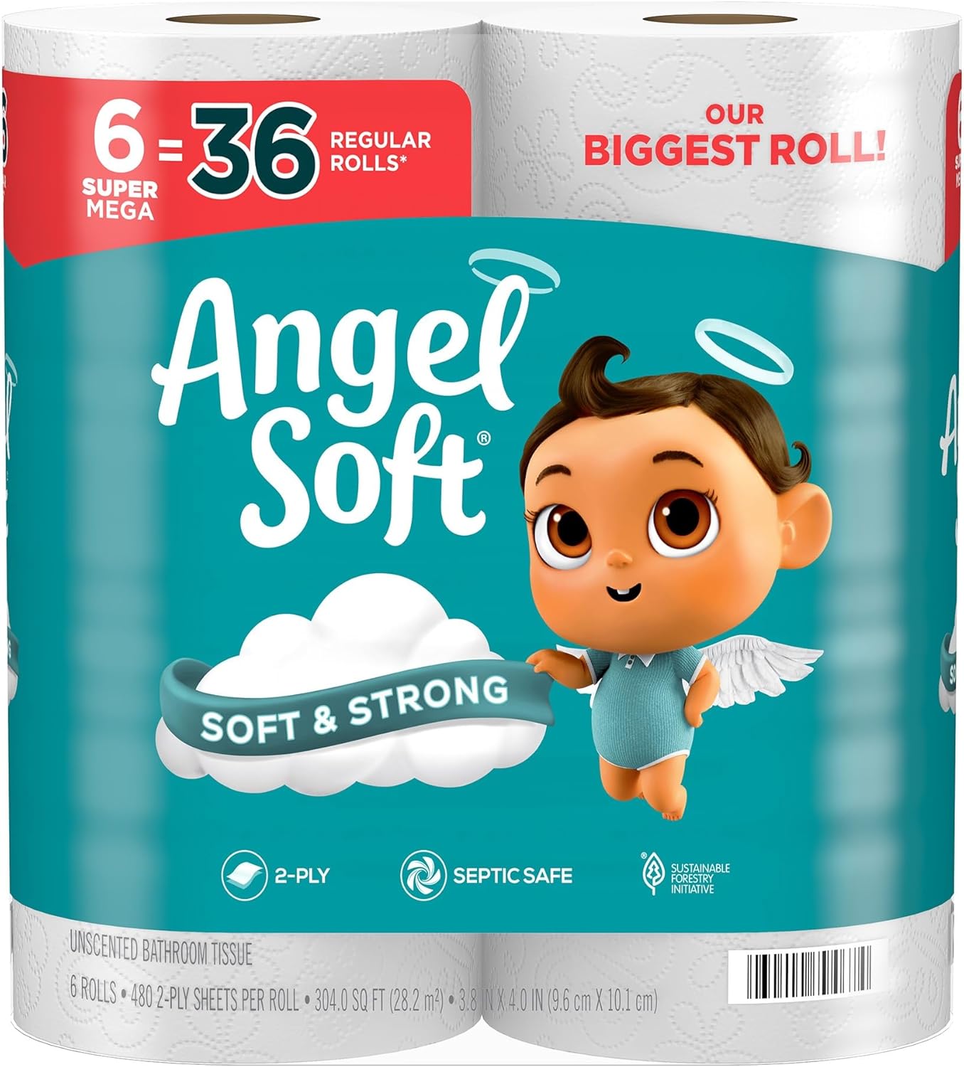 Angel Soft Toilet Paper, 18 Mega Rolls = 72 Regular Rolls, Soft and Strong Toilet Tissue
