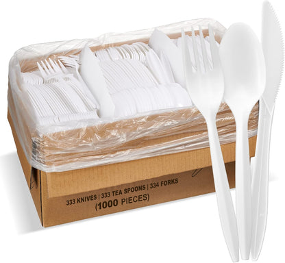 1,000 Plastic Disposable Sporks Bulk Black Medium Weight Disposable Silverware Plastic Cutlery Spork