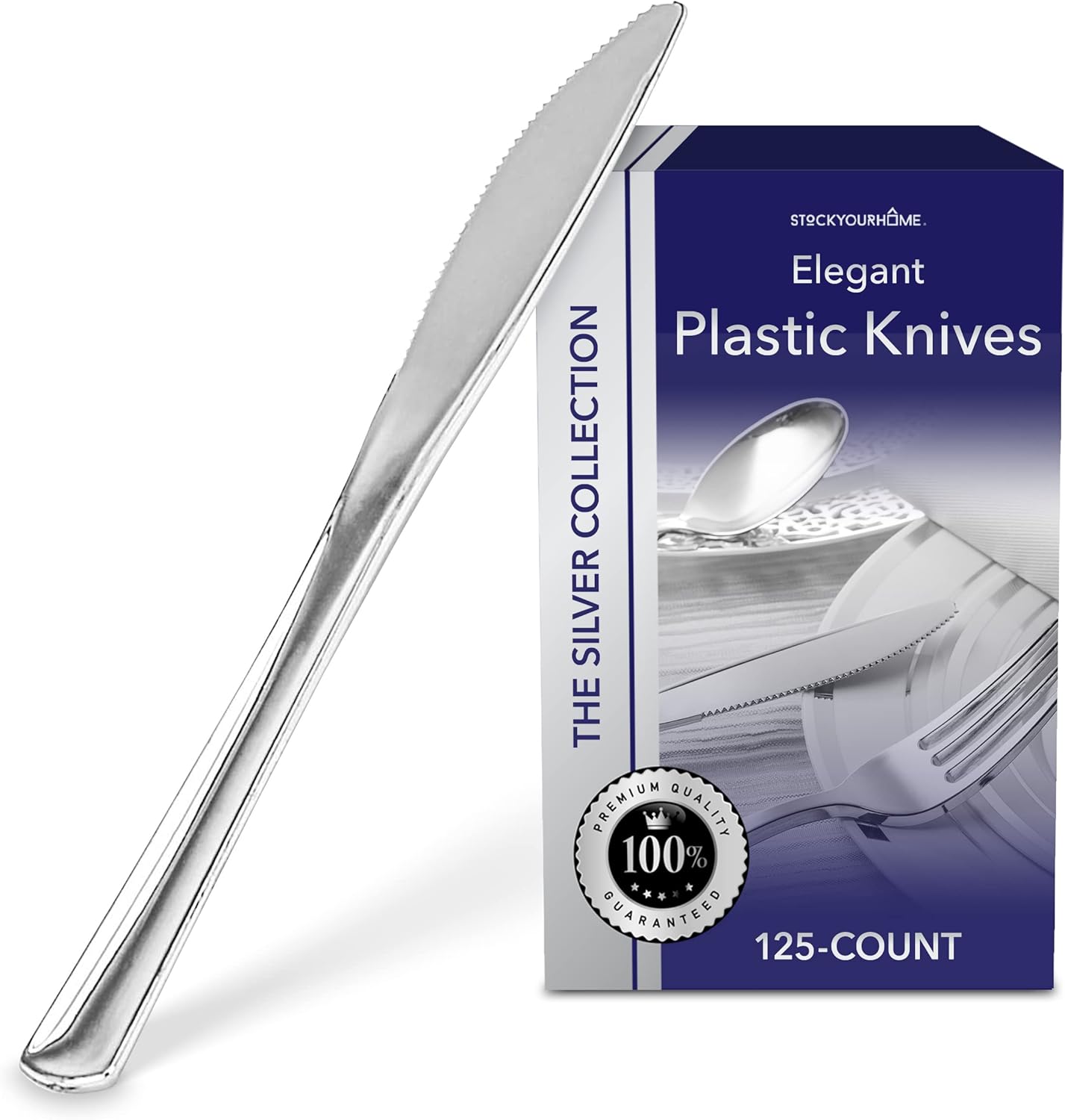 Stock Your Home 125 Disposable Heavy Duty Plastic Forks, Fancy Plastic Silverware Looks Like Real Cutlery - Utensils Perfect for Catering Events, Restaurants, Parties and Weddings (Silver)