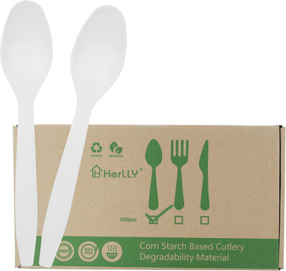 Compostable Fork,100 Biodegradable Silverware for Party,Large Disposable Utensils Eco Friendly Durable and Heat Resistant,Alternative to Plastic Fork