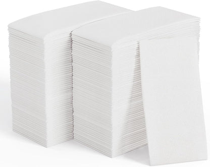 JOLLY CHEF 200 Pack Disposable Paper Napkins, Soft Bathroom Napkins for Guests, 2-Ply White Paper Hand Towels for Halloween, Wedding, Thanksgiving