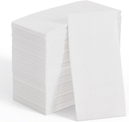 JOLLY CHEF 200 Pack Disposable Paper Napkins, Soft Bathroom Napkins for Guests, 2-Ply White Paper Hand Towels for Halloween, Wedding, Thanksgiving