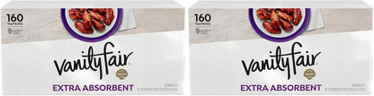 Vanity Fair Extra Absorbent Premium Paper Napkins, 160 Count, Disposable Napkins Made Soft And Strong For Messy Meals And Everyday Use