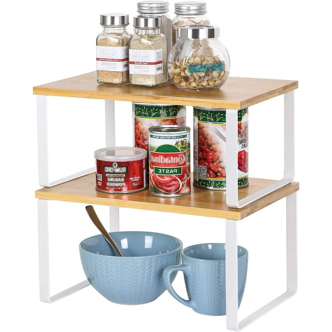 Stackable Kitchen Cabinet Shelves Organizer