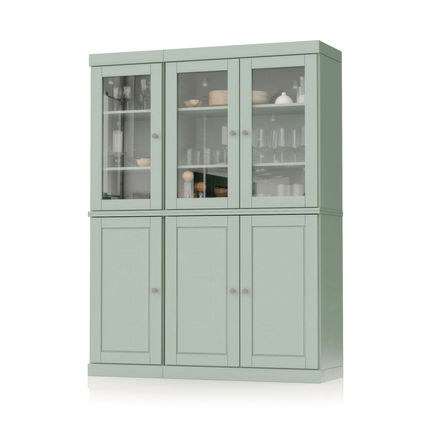 Palace Imports 100% Solid Wood China Pantry with Glass or Solid Wood Doors and 2-Drawers - 48.5" x 71.5"