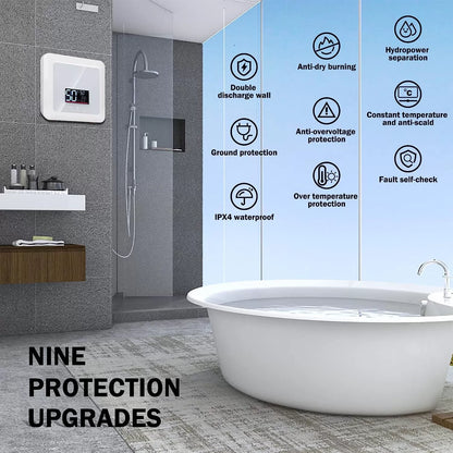 Tankless Water Heater Electric 5500W 110V,Constant Temperature Instant Hot Water Heater with Remote Control Digital Display RV water heater for Home Kitchen Indoor(White)(Can't Use Socket)