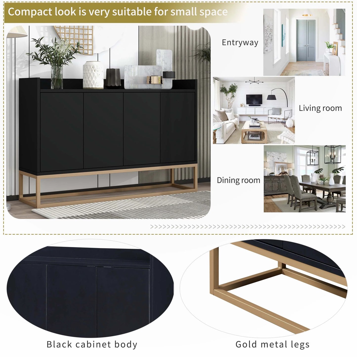 Modern Sideboard Elegant Buffet Cabinet with Large Storage