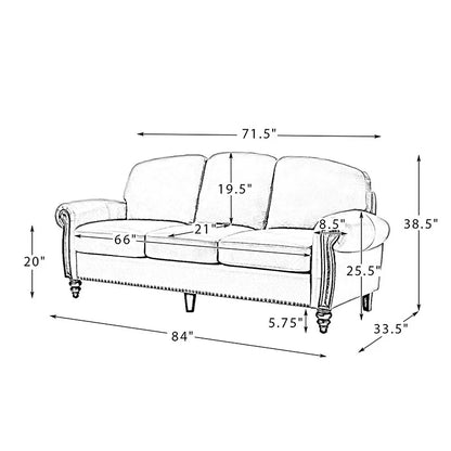 Christoph 84" Genuine Leather Sofa