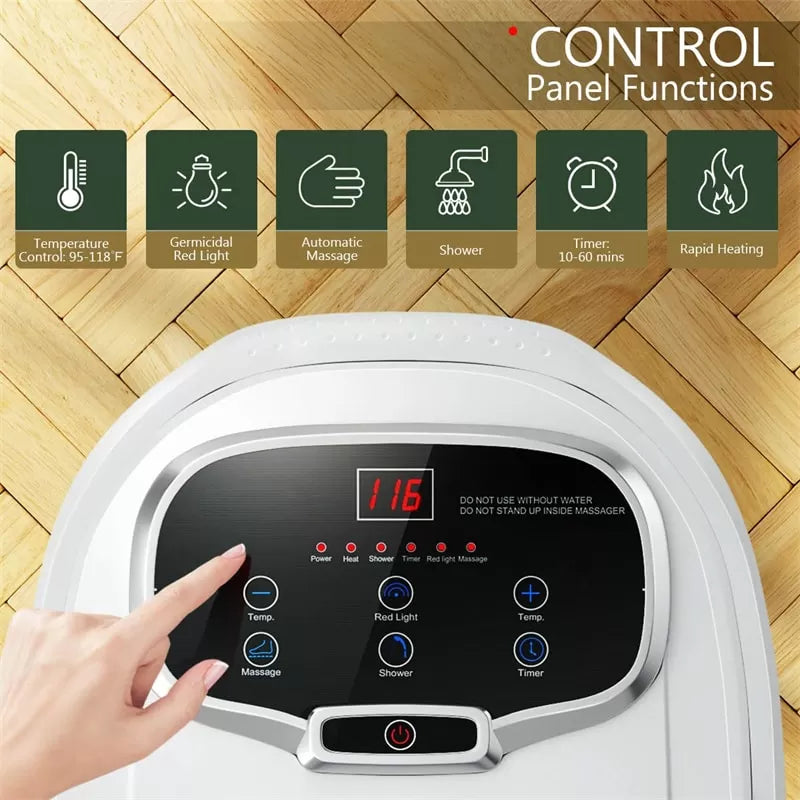 Portable Foot Spa Bath Motorized Massager with Heat Function Water Shower Shiatsu Massage Balls Time & Temper Control