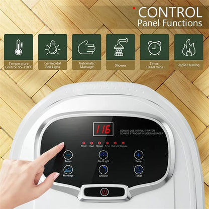 Portable Foot Spa Bath Motorized Massager with Heat Function Water Shower Shiatsu Massage Balls Time & Temper Control