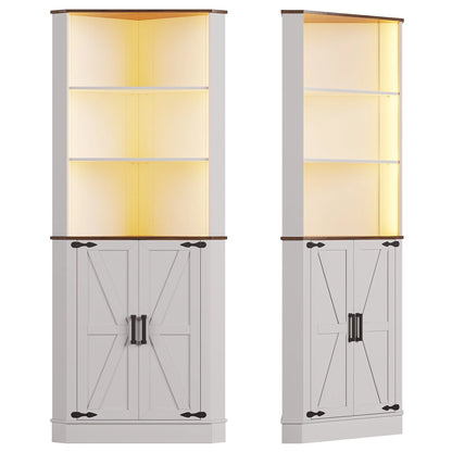66" Tall Corner Cabinet With Led Light