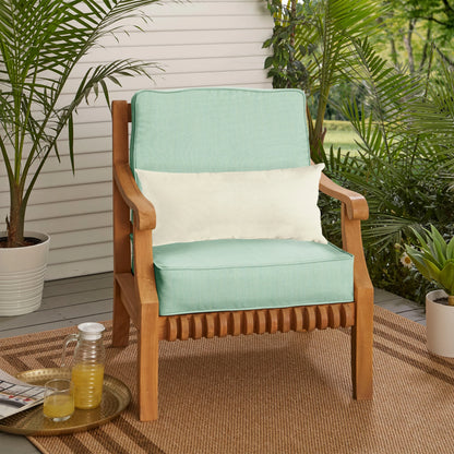Sorra Home Oakley Sunbrella Solid Indoor/ Outdoor Corded Chair Cushion Set and Lumbar Pillow