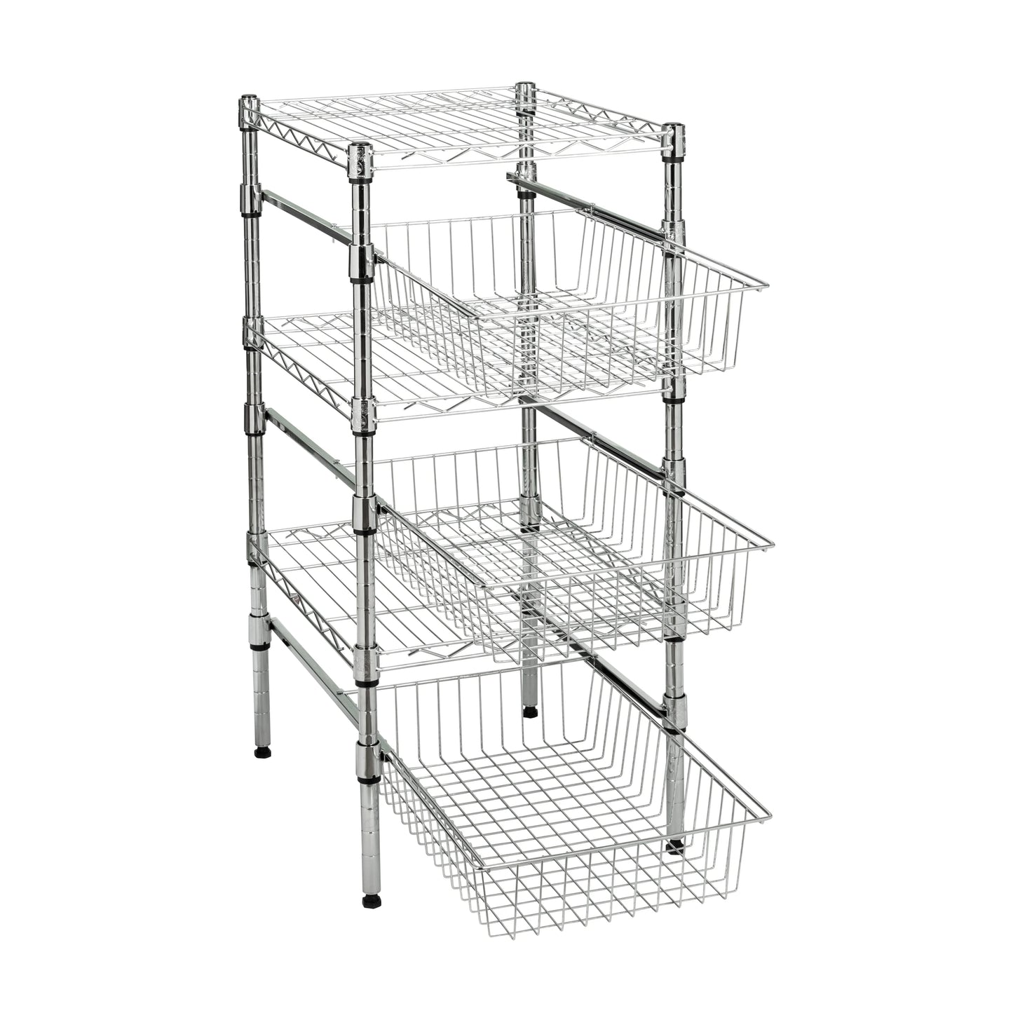 Honey-Can-Do Chrome Cabinet or Sink Organizer with Basket and Shelf