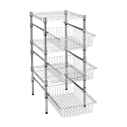Honey-Can-Do Chrome Cabinet or Sink Organizer with Basket and Shelf