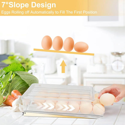 Set of 2 Auto Rolling Storage Container 18 Egg Tray - 2 Layer