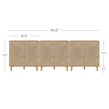 Nathan James Beacon Wood Accent Cabinet with Seagrass Doors and Adjustable Shelf