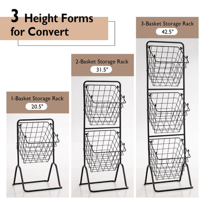 Costway 3-Tier Wire Fruit Basket Stand Kitchen Snack Vegetable Storage - See Details