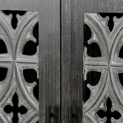 Roomfitters Hollow Four Door Antique Cabinet - American Country Style, Ideal for Living Room, TV Cabinet, Kitchen